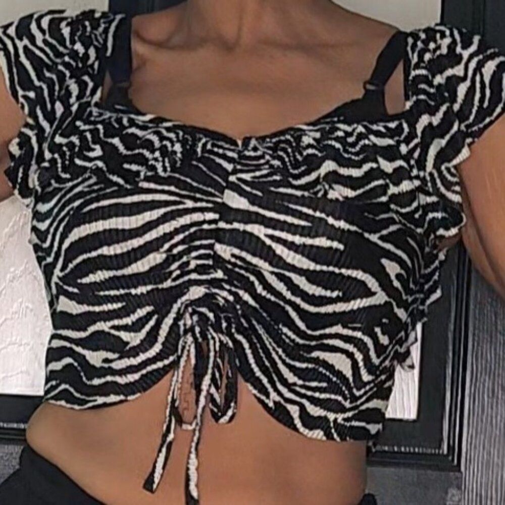 Zara Zebra Crop Top Size S